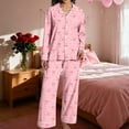 thumbnail image 5 of SJLDQY Valentines Women's Pajamas Set 2 Peice Pjs Set for Women Valentine's Day Bowknot Graphic Long Sleeve Pajama Tops Pants Soft Comfy Homewear Sleepwear Outfits, 5 of 9