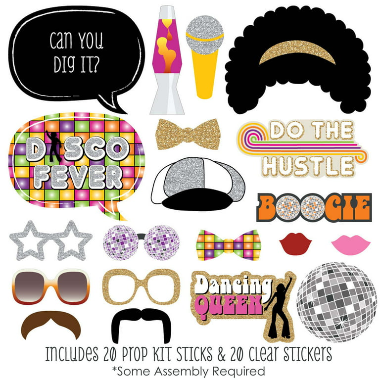 Big Dot of Happiness 70's Disco - 1970s Disco Fever Party Photo Booth Props  Kit - 20 Count 
