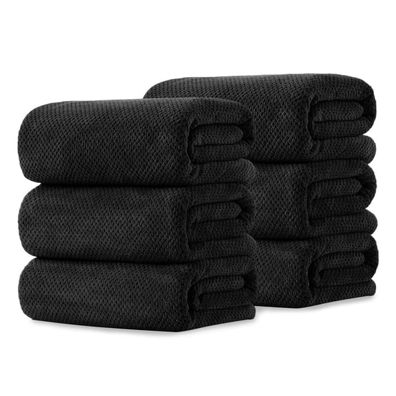 Kebury 6 Pack Bath Towels Set, 27"x55" Bath Sheets Towels Set For Adults, Mid-size Bathroom Towel Ultra Soft Microfiber Quick Dry Highly Absorbent Shower Towel Spa Hotel Use (Black)