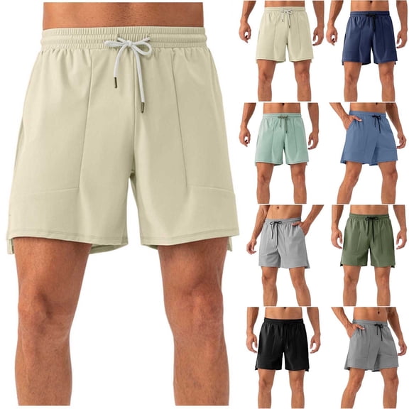 Vetsdori Summer Shorts for Men Workout Short Pants Pocket Athletic Shorts Casual Dry Fit,Elastic Waist Plain Ropa Mens Shorts Sports,Size L