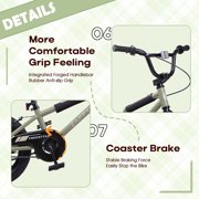 Glengo 14 Inch Kids Bike BMX Style Bicycle with Training Wheels Coaster Brake,Army Green