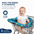 thumbnail image 5 of Pozico 2-in-1 Padded Baby Shopping Cart & High Chair Cover, Universal Fit, Ocean World Print, with Carry Bag, Machine Washable, 5 of 9