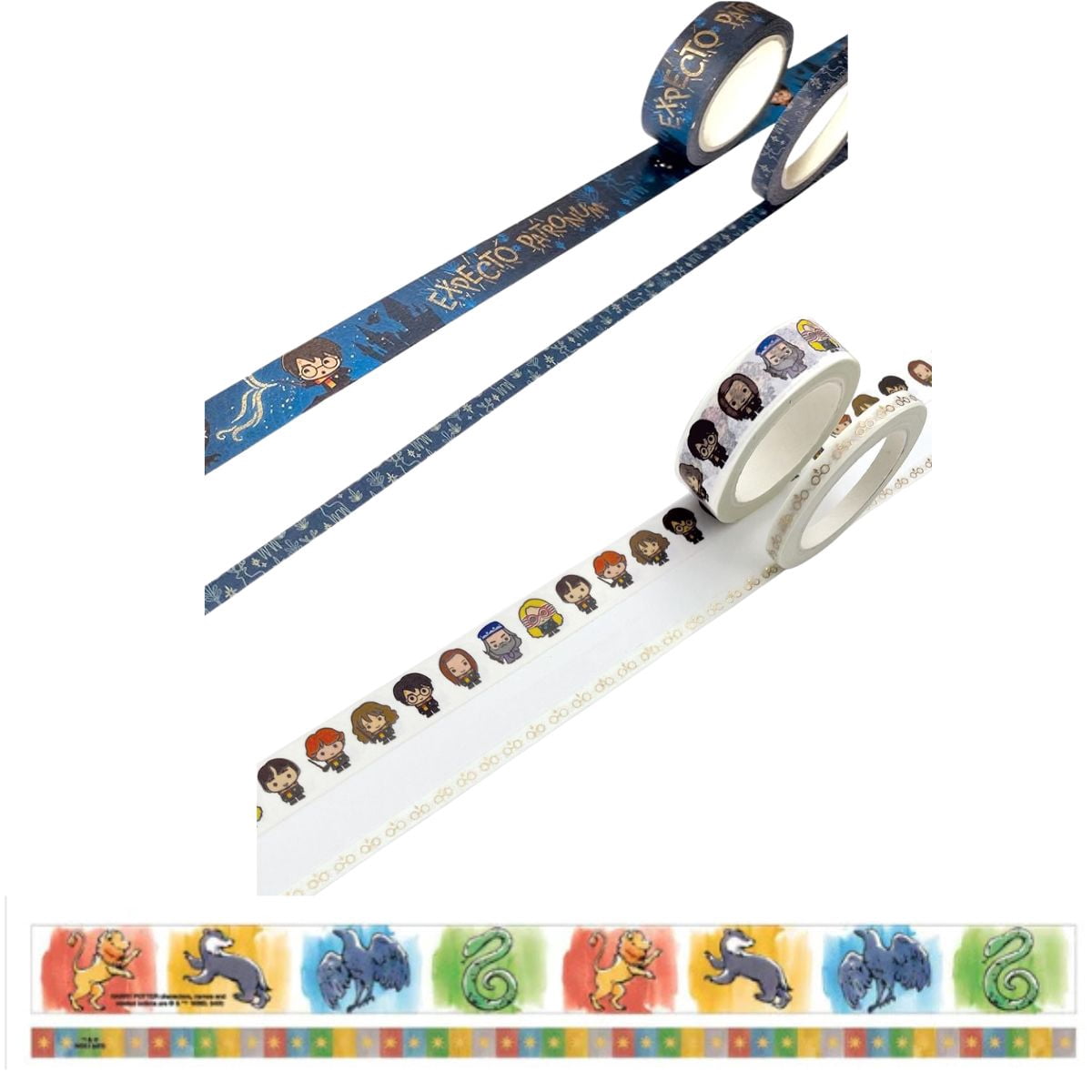 Paper House Harry Potter Sticker & Washi Tape Variety Set – 50 Vinyl Sticker Pack + 3 Rolls of Harry Potter Washi Tape