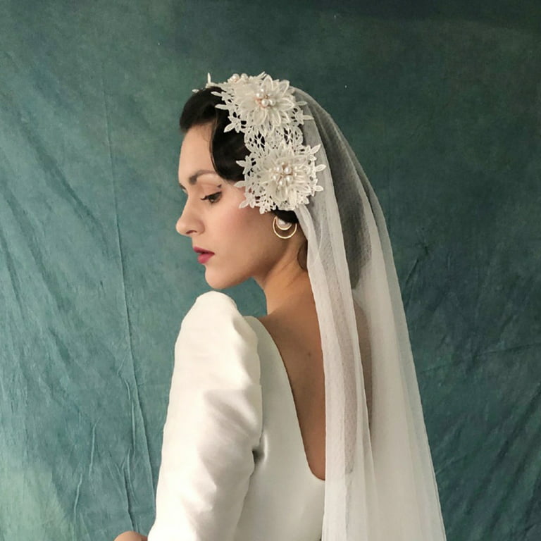 YAOLAN White Color Women Wedding Bridal Veils Appliques Lace