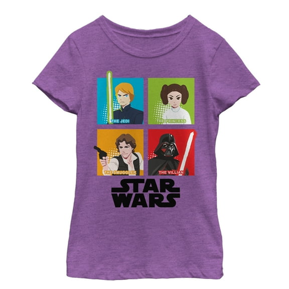 Girl's Star Wars Galaxy of Adventures Character Four Square  Graphic Tee Purple Berry X Large