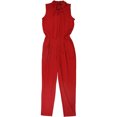 thumbnail image 1 of Ralph Lauren Womens Tie Front Jumpsuit, Red, Petite, PL, 1 of 1