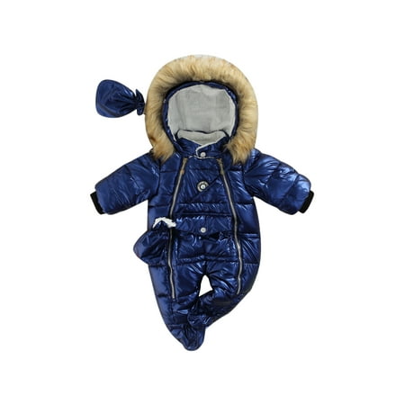 

Seyurigaoka Unisex Baby Footed Jumpsuit Glossy Hooded Long Sleeves Romper with Gloves