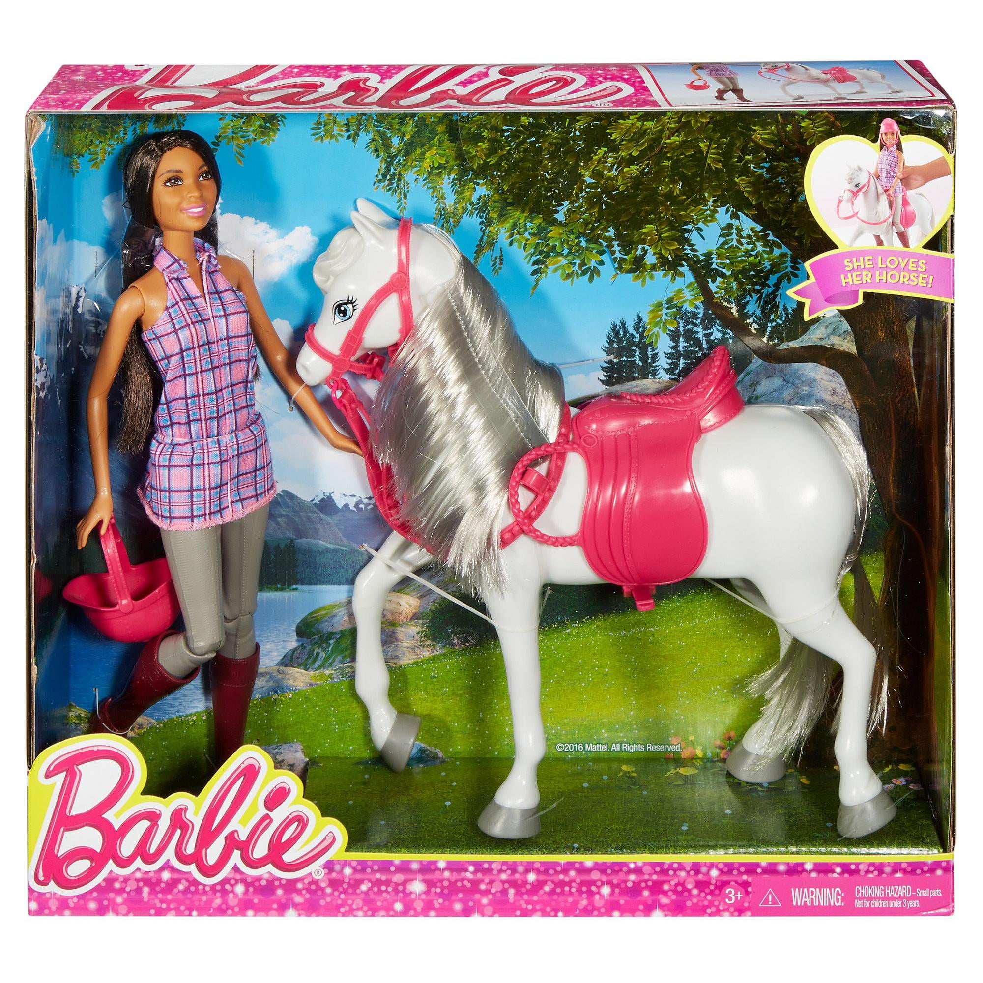 Barbie Doll Loves Her Horse Black Hair FXH14 NIB Age 3+ 