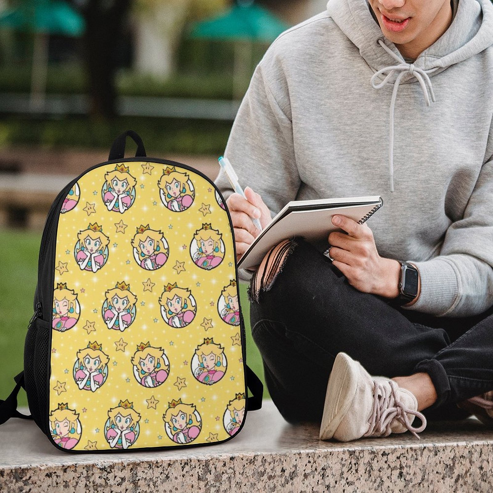 Ma_rio Princess Peach Backpack 17 inch Bags Ma_rio Princess Peach Merch