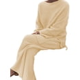 thumbnail image 1 of Innerwin Two Piece Outfits Wide Leg Ladies Lounge Set Holiday Long Sleeve Loose Sweater Sets Apricot S, 1 of 2