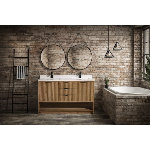 San Diego 55" Freestanding Bathroom Vanity Weathered Fir