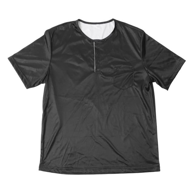 Camiseta de manga corta para hombre, suave, informal, de moda, con botones y bolsillo en el pecho, para oficina, trabajo, citas, color negro, L