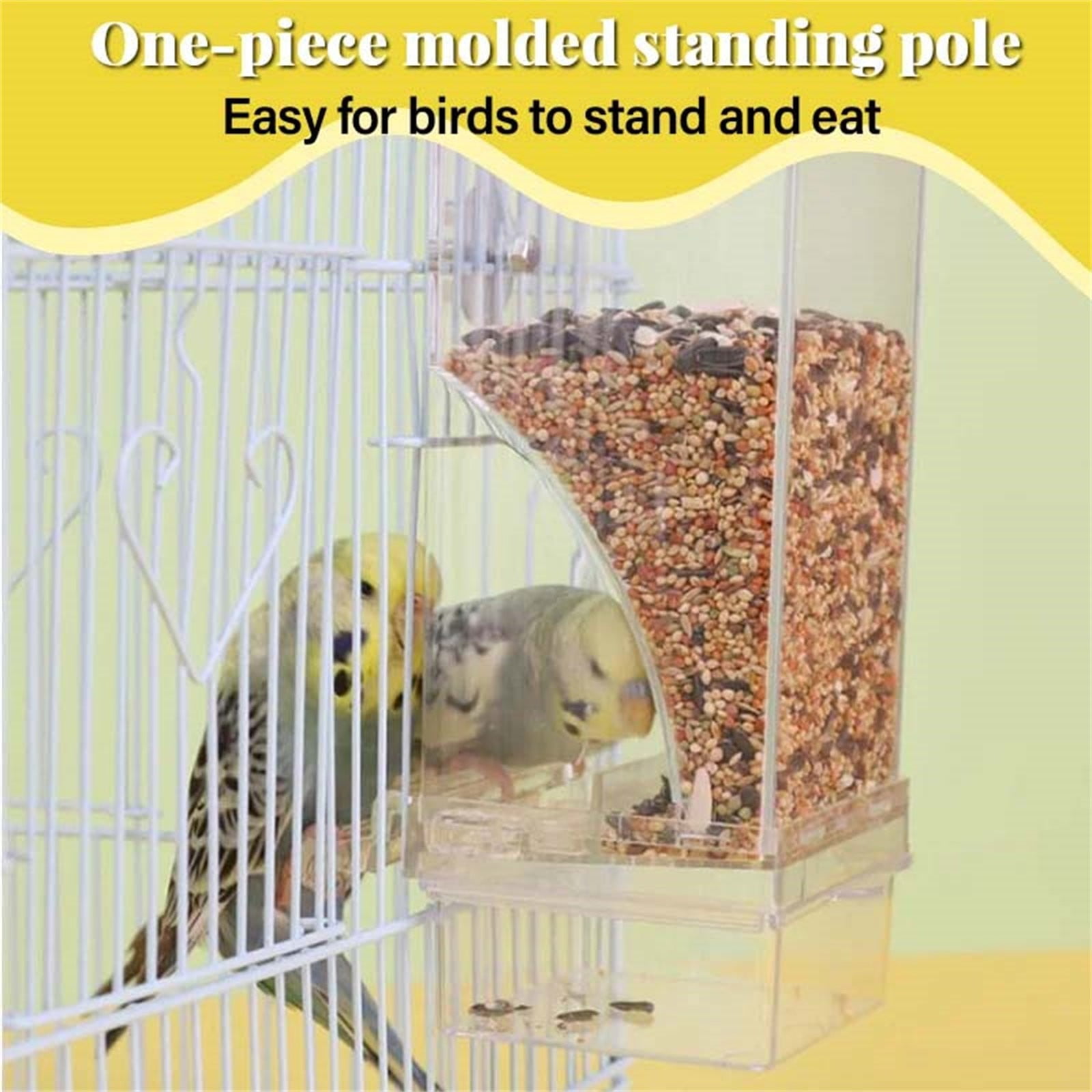 No Mess Bird Feeder Bird Cage Feeder Automatic Bird Feeder No Spill Bird Feeder Automatic Overflow Proof Transparent Bird Feeder Transparent Acrylic Anti-Spill Seed Dispenser 1Pcs