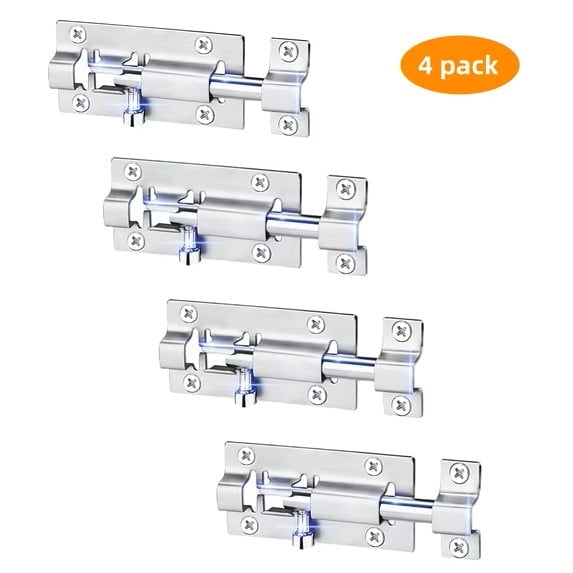 WLGJL 3 Inches Slide Latch Lock, Barrel Bolt Latch, Thickened Stainless Steel Sliding Locks for Door, Brushed Finish Sliding Bolt Lock Latches with 24PCS Screws(4 Pack )