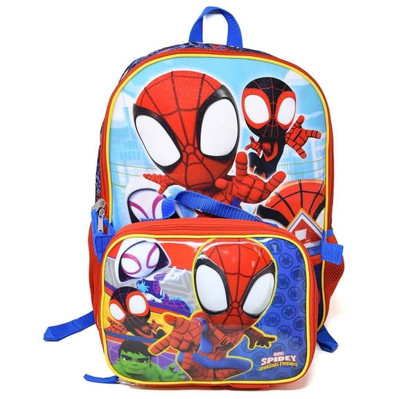 The Amazing Spidey & Friends 16" Shoulder Backpack for School with Rectangular Lunch Bag