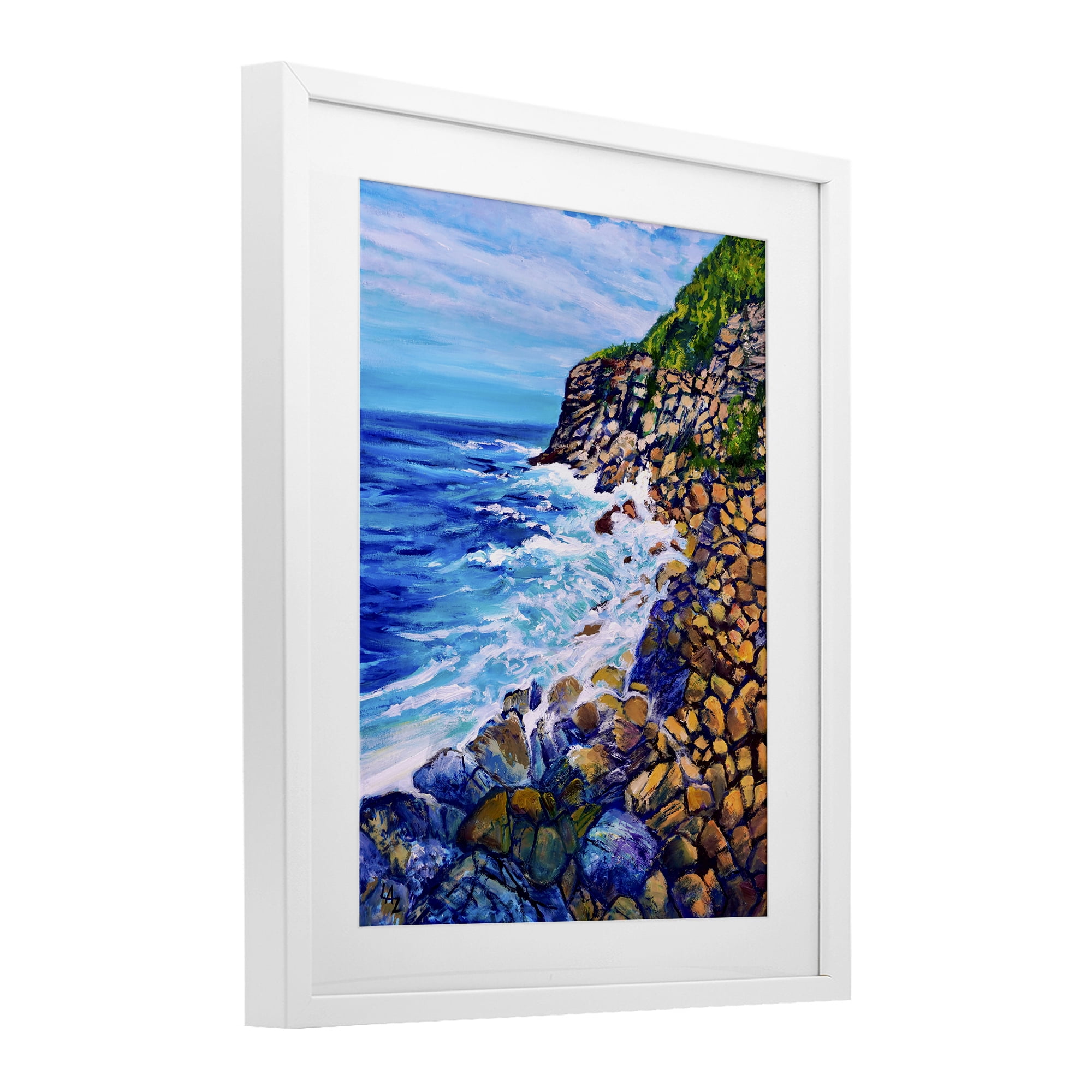 Stupell Industries Cliffside Ocean Spray White Framed Print Under Glass, design by Lee Ann Zirbes