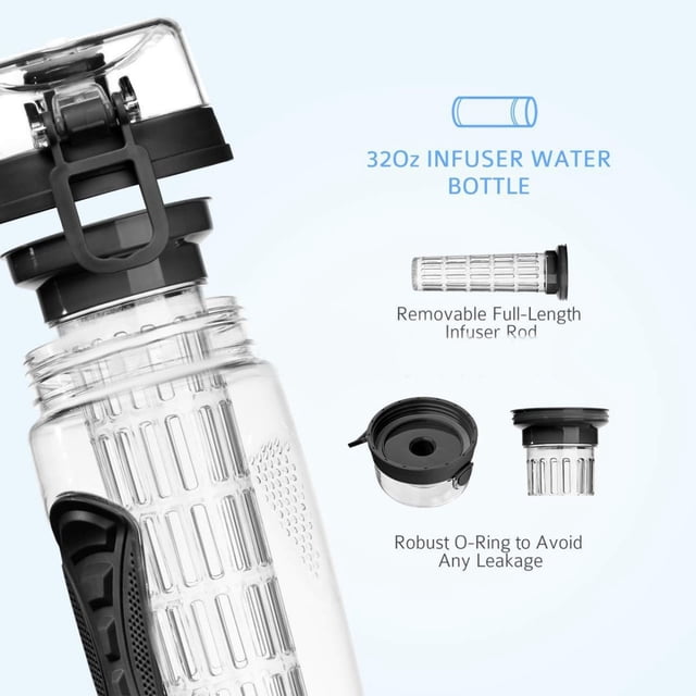 32oz Space Bottle Single Layer PCTG Cup for Fruit Brewing Water Bottles with Grid Infuser