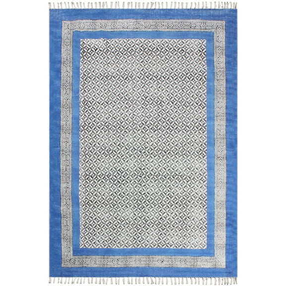 Casavani Outdoor Yoga Mat Vintage Area Kilim, Blue 2x3 ft