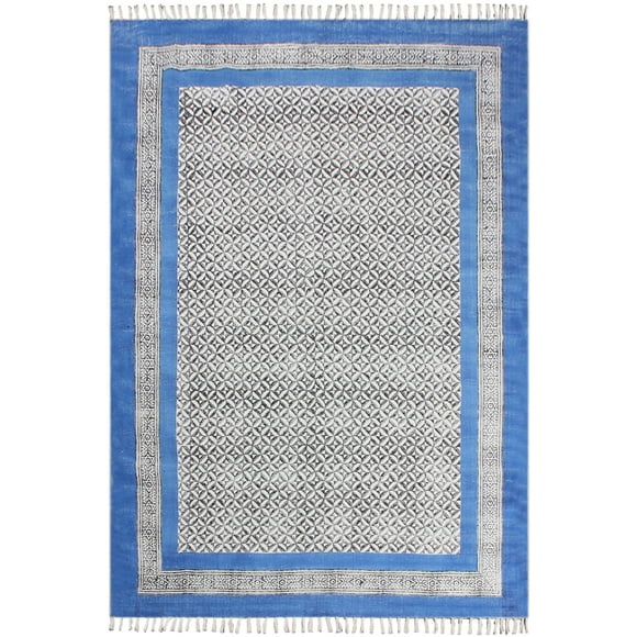 Casavani Outdoor Yoga Mat Vintage Area Kilim, Blue 3x20 ft