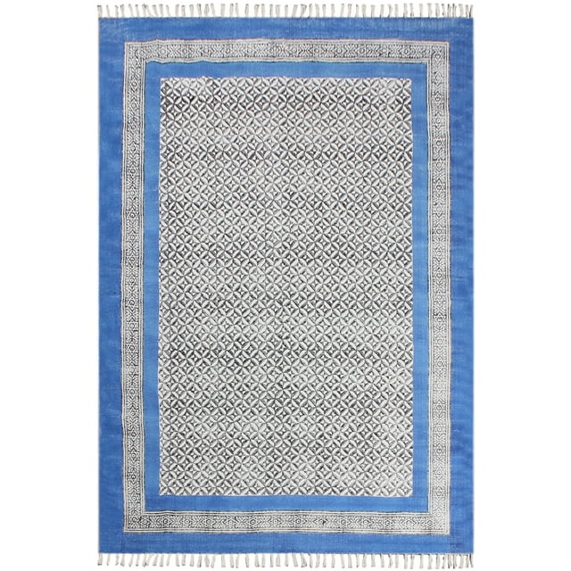 Casavani Tapis de Yoga Extérieur Kilim Vintage, Bleu 5x8 ft