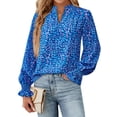 thumbnail image 2 of Blusa MASCOMODA de chifón floral con cuello en V y manga larga para mujer, 2 of 6