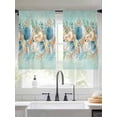 thumbnail image 2 of Beach Coastal Teal Sheer Curtains 54 Inch Length 2 Panels Set Window Treatments, Nautical Shell Starfish Coral Summer Rod Pocket Semi Curtains for Living Room/Bedroom/Kitchen Décor, 104"W x 54"L, 2 of 7
