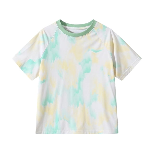 Zpanxa Boys Athletic Shirts Short Sleeve T Shirt Colorful Drying Top Color Blocked Refreshing Breathable Tee With Polyester 7-8 Years
