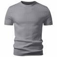 thumbnail image 2 of FRSASU Men's T-Shirts Short Sleeve Knit Casual Crewneck Ribbed Soft Breathable Slim Fit Tee for Daily Wear Gray, 2 of 6