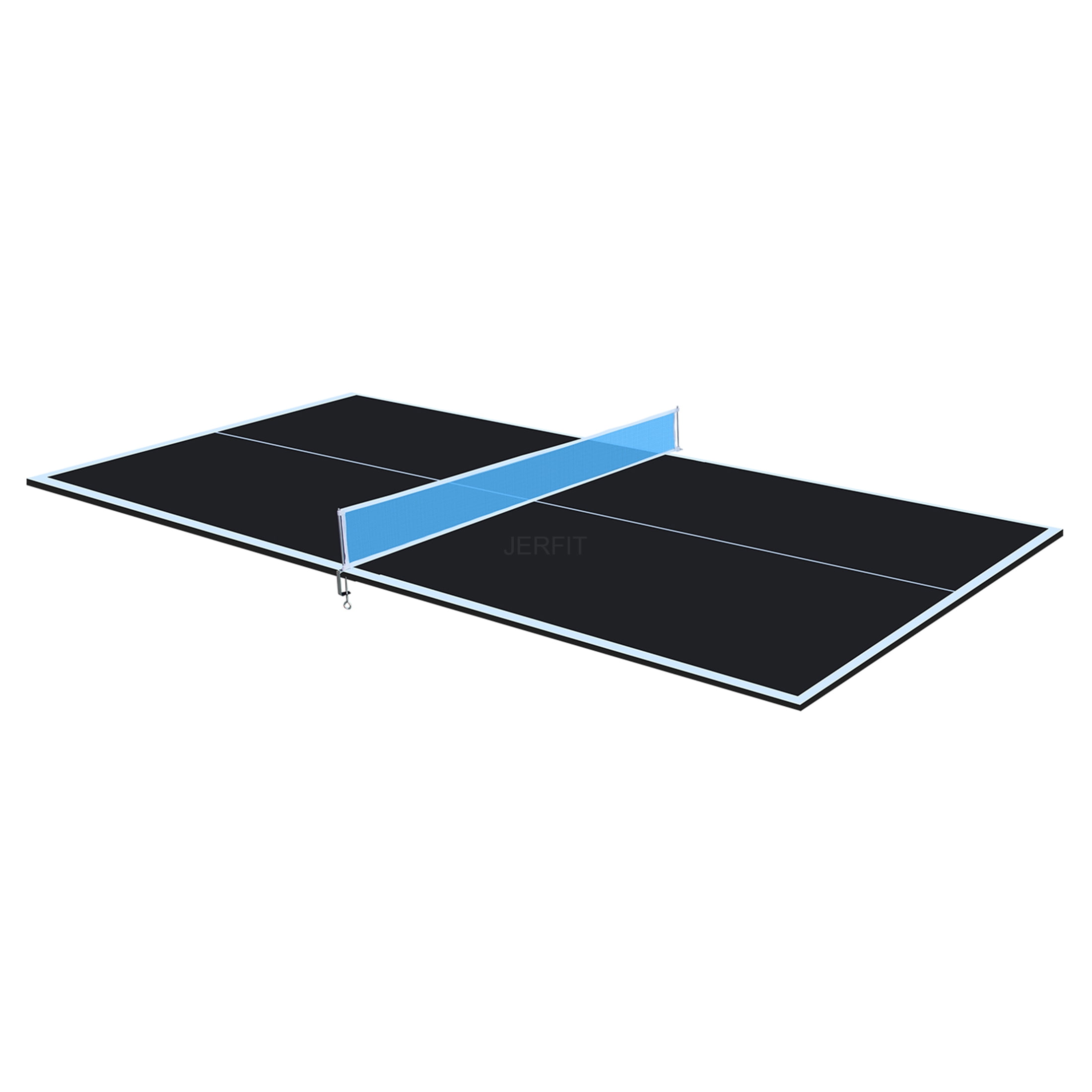 JERFIT 7x4ft Foldable Ping Pong Table Top for Indoor Use, Portable MDF Conversion Top with Net, Professional Mid-Size Black Table Tennis Surface