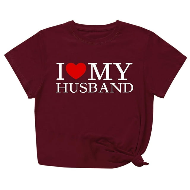 Penkiiy T-Shirt Femme J'aime Mon Mari Mignon Relation Mariée TP Vin