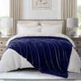 thumbnail image 3 of IR Imperial Rooms Fleece Bed Throw Blanket, Plush, Travel and Couch Fuzzy, Cozy Washable Ultrasoft Throw Size Navy, 3 of 7