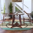 thumbnail image 4 of Texas Star Western Large Area Rugs for Bedroom Living Room, Soft Non Slip Carpet Bedside Rug, Vintage Teal Brown Wooden Farmhouse Round Floor Cover Kitchen Accent Rug 8' for Dining Room/Office, 4 of 9