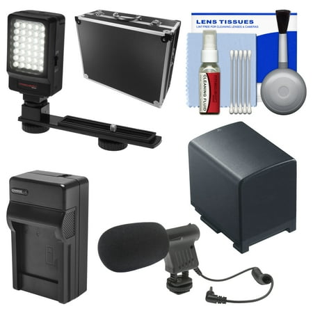 Essentials Bundle for Canon Vixia HF G20, G30, G40 Camcorder with Case + LED Light & Bracket + Mic + BP-820 Battery & Charger + Accessory Kit