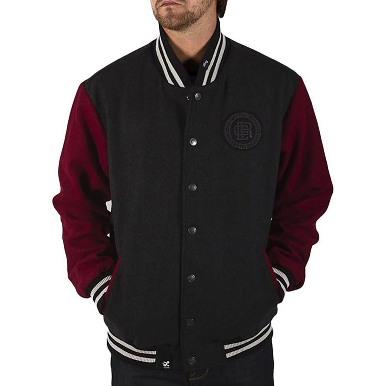 Varsity Jacket for Baseball Letterman Bomber School of Green Wool and  Genuine Brown Leather Sleeves at  Men’s Clothing store