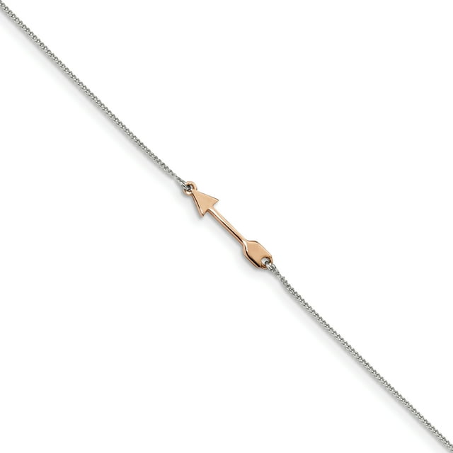 925 Sterling Silver Rose Tone Arrow 9 Inch Plus 1 Anklet Ankle Bracelet