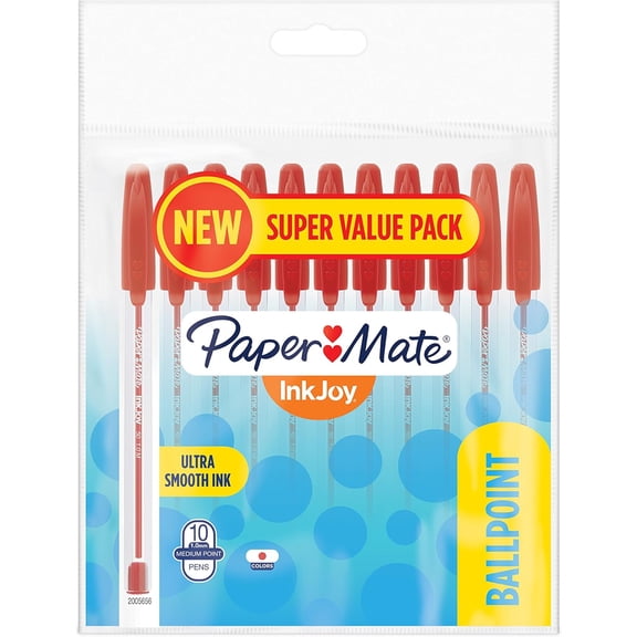 Paper Mate InkJoy 50ST Ballpoint Pens, Medium 1mm Point, Red, 10 Pens