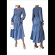 thumbnail image 3 of Vestido de Otoño para Invitada de Boda, con Mangas Largas, Volantes, Cuello Redondo, y Fluido. Azul S, 3 of 7