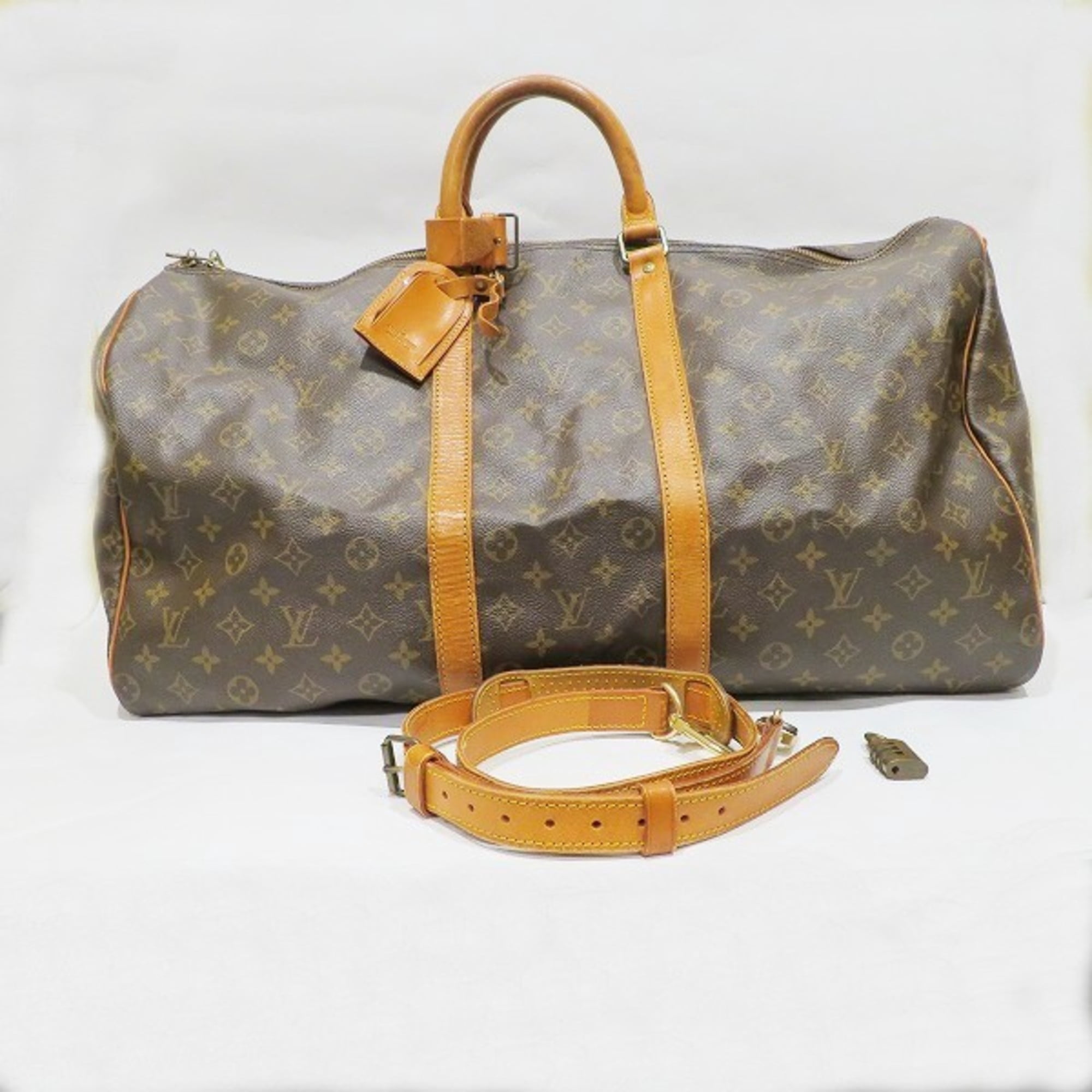 Authentic Louis Vuitton Boston Bag Keepall Bandouliere 55 Monogram M41414