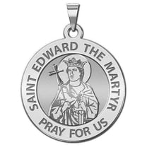 PicturesOnGold.com Saint Edward The Martyr Round Religious Medal- 1″ Size of a Quarter, Sterling Silver