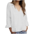 thumbnail image 1 of Vestidos Casuales Para Mujer, Blusas De Mujer De Moda Camiseta/camiseta de manga larga con cuello en V y mangas de encaje de lino sintético para mujer, primavera e invierno, 1 of 6