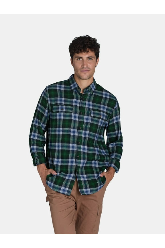Men's and Big Men's Flannel Shirt with Long Sleeves, Sizes XS-3XLT