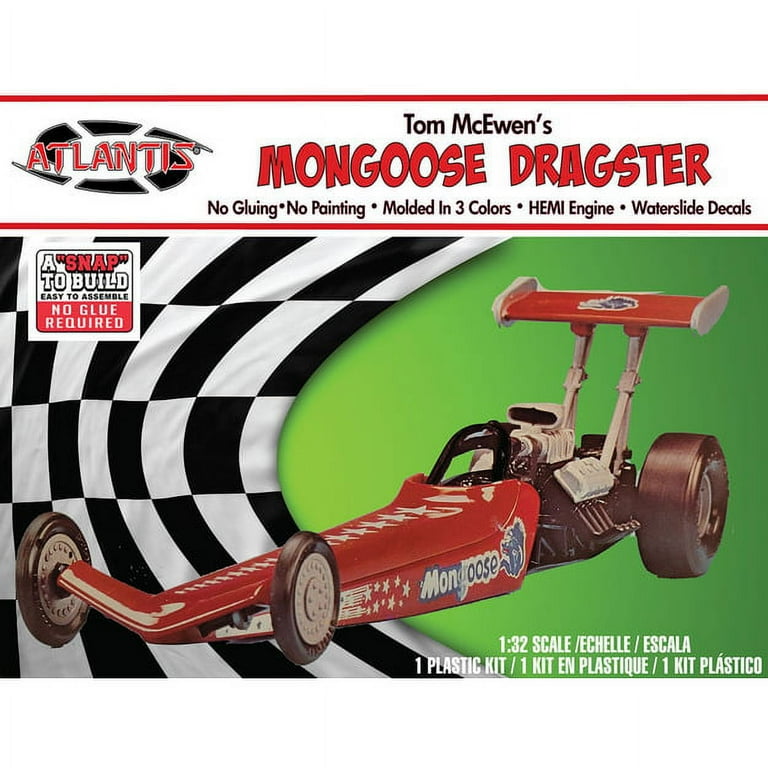 Atlantis Models Hobby Assemble Drag Car - 1/32 Scale Snap Tom