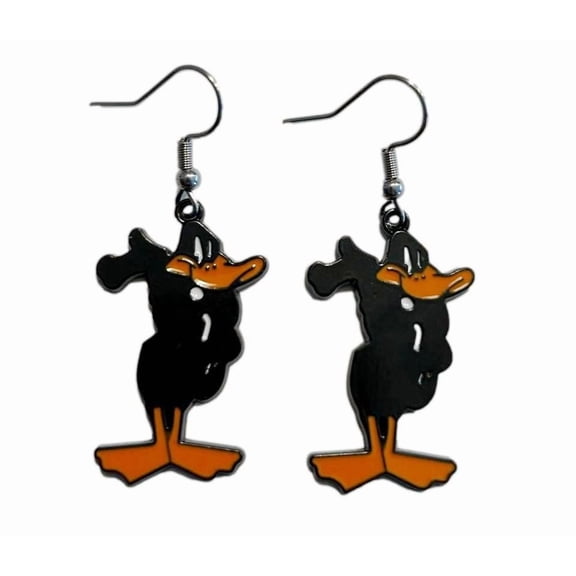 Daffy Duck Character Standing Enamel Metal French Wire Earrings