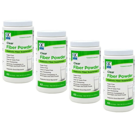 4 Pack - Quality Choice Clear Prebiotic Fiber Supplement Powder for Digestive Health 62 Servings, 8.3 Ounces - Ideal for Adults & Children 6 & Up