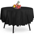 thumbnail image 1 of High Quality Disposable Round Black Plastic Tablecloth - 83*83inch Round Plastic Tablecloth - Black Color - For Indoor or Outdoor. Perfect for parties, 1 of 5