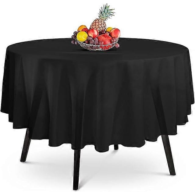 High Quality Disposable Round Black Plastic Tablecloth - 83*83inch Round Plastic Tablecloth - Black Color - For Indoor or Outdoor. Perfect for parties