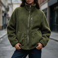 thumbnail image 5 of DYTTDG Women’s Fleece Zip-Up Jacket, Stand Collar Long Sleeve Sherpa Jacket with Chest Zipper Pocket & Front Patch Pockets, Casual Outerwear for Fall and Winter, 5 of 8
