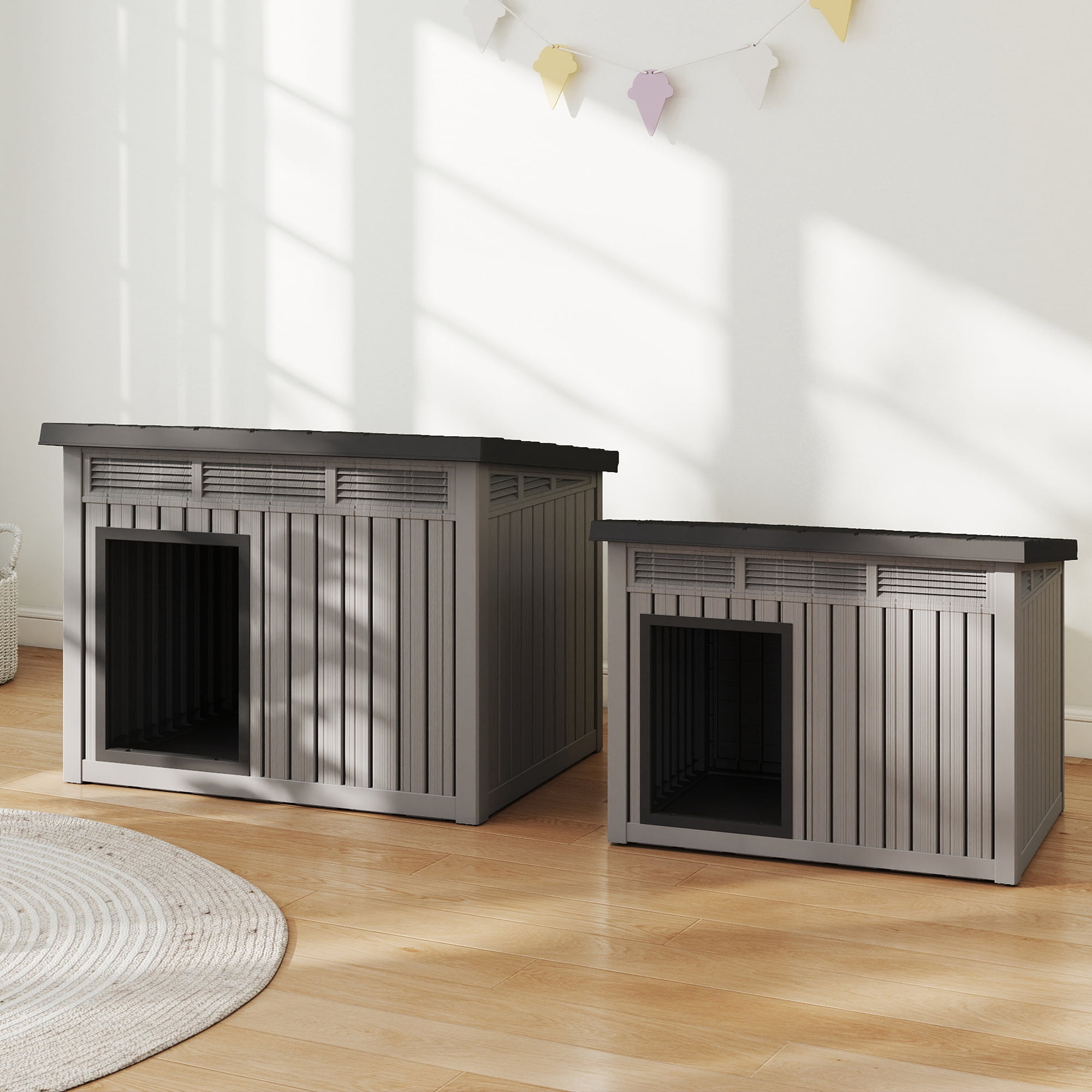 Dog House for Indoor & Outdoor Use - Weatherproof Roof & Removable Floor, Fits Small to Medium Dogs