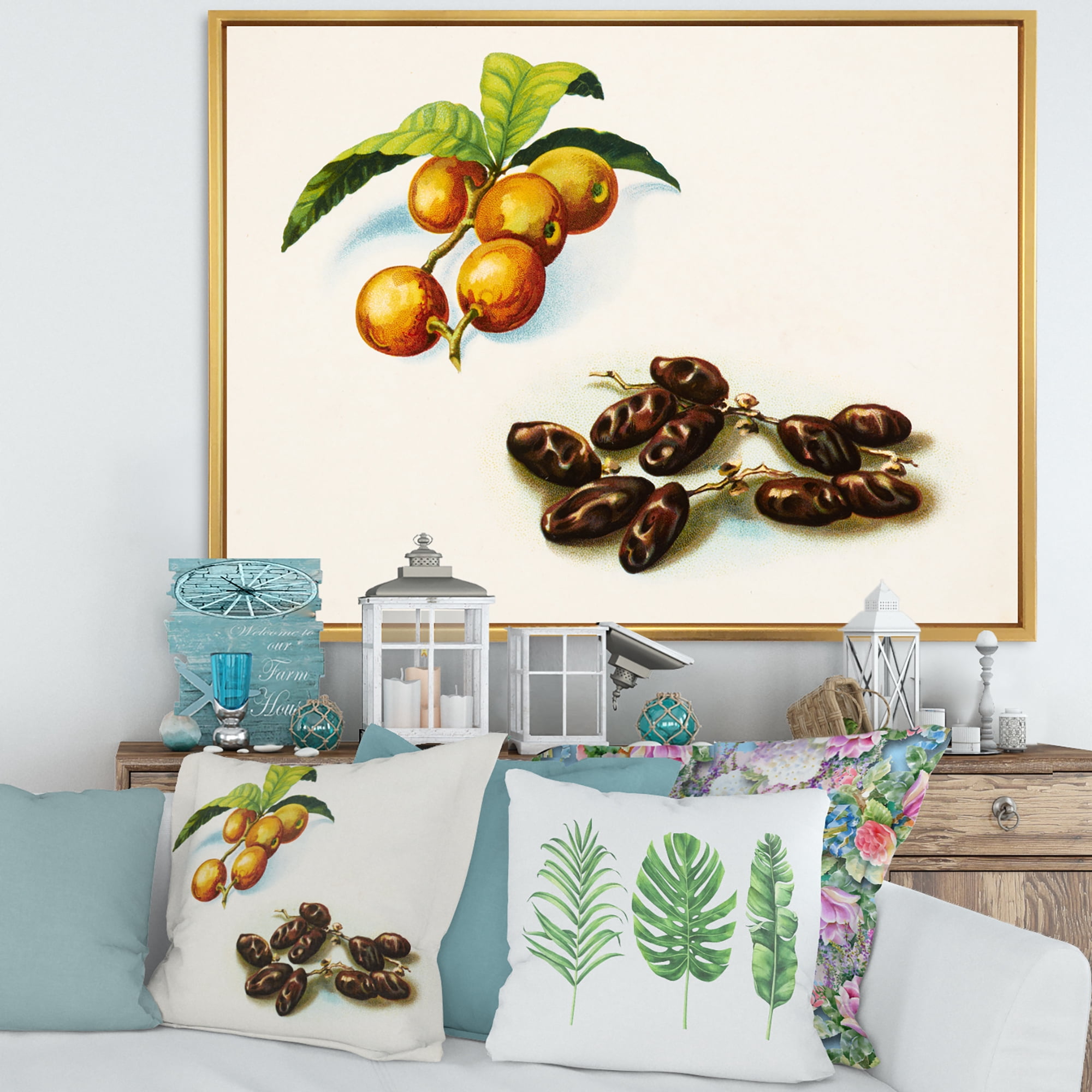 Designart 'Ancient Fruits IV' Farmhouse Framed Canvas Wall Art Print