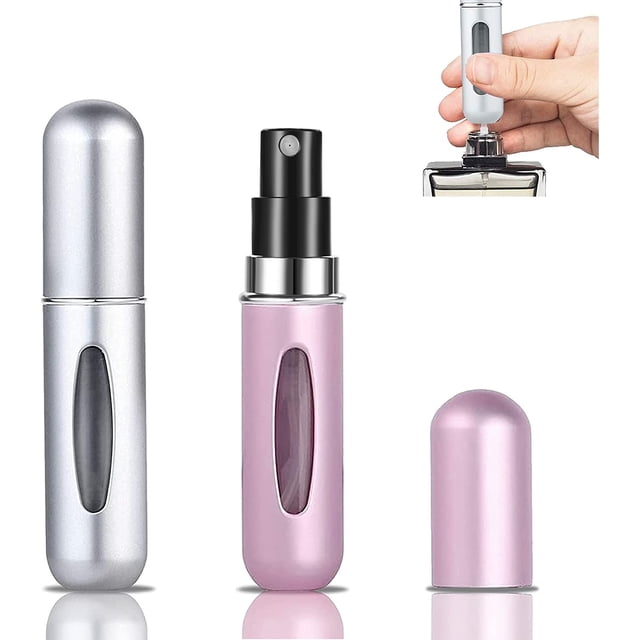 Botella de Perfume vacía de 5ml (2 uds.), Mini botella atomizadora de Perfume de viaje portátil recargable, botellas de Perfume para hombres y mujeres